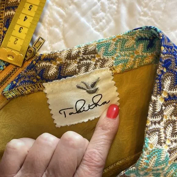 Anthropologie TABITHA Teahouse Crochet Sleeveless Striped Dress Women's Size 6 - Picture 8 of 8